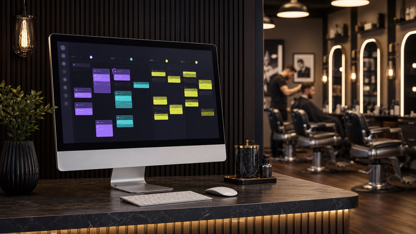 Мужской барбершоп: иллюстрация к странице «Стриж CRM для Mac»